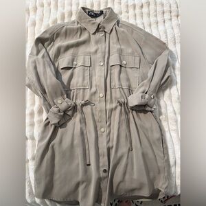 Zara Taupe Utility Shirt/Jacket